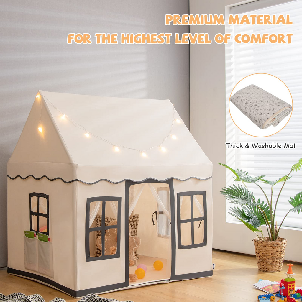 INFANS Kids Play Tent with Washable Mat Star Light Windows, Large Playhouse Toys for Children Boys Girls INFANS