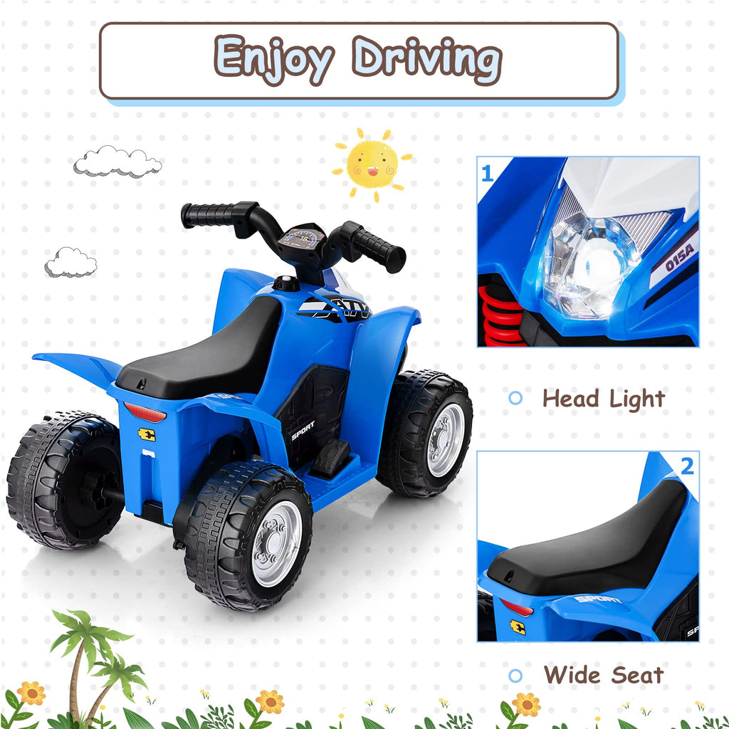 Infans Kids Ride On ATV, 6V Electric Vehicle for Toddlers, 4 Wheeler Battery Powered Motorized Quad Toy Car INFANS