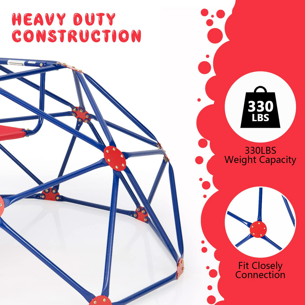 INFANS Climbing Dome, Kids Outdoor Jungle Gym Geodesic Climber Toy with Slide, Steel Frame, Playground Backyard Climb Structure Play Center Equipment INFANS