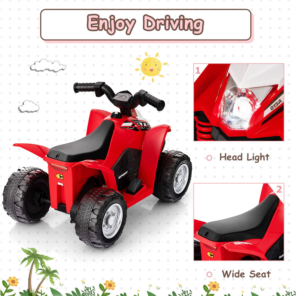 Infans Kids Ride On ATV, 6V Electric Vehicle for Toddlers, 4 Wheeler Battery Powered Motorized Quad Toy Car INFANS