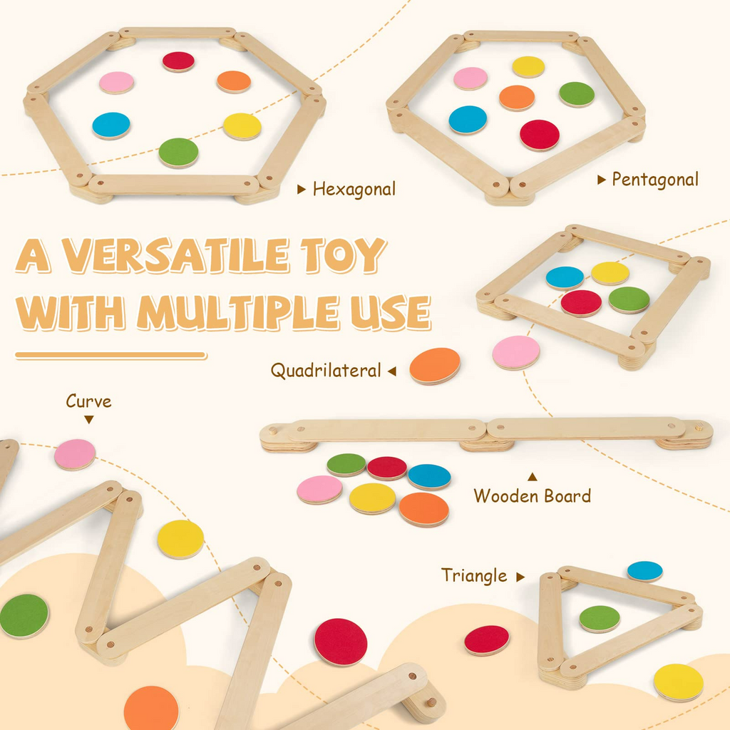 INFANS Montessori Wooden Balance Beam Stepping Stones for Kids Toddler,12 Piece Obstacle Course for Playroom Indoor Outdoor INFANS