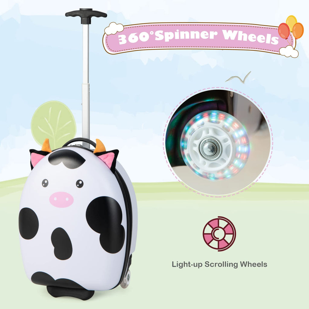 INFANS Kids Luggage, 16’’ Carry On Rolling Suitcase for Girls Boys with 2 Flashing Spinner Wheels INFANS