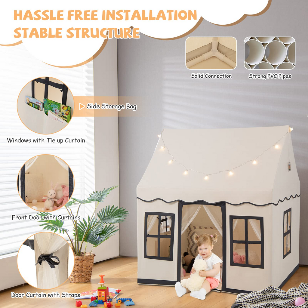 INFANS Kids Play Tent with Washable Mat Star Light Windows, Large Playhouse Toys for Children Boys Girls INFANS