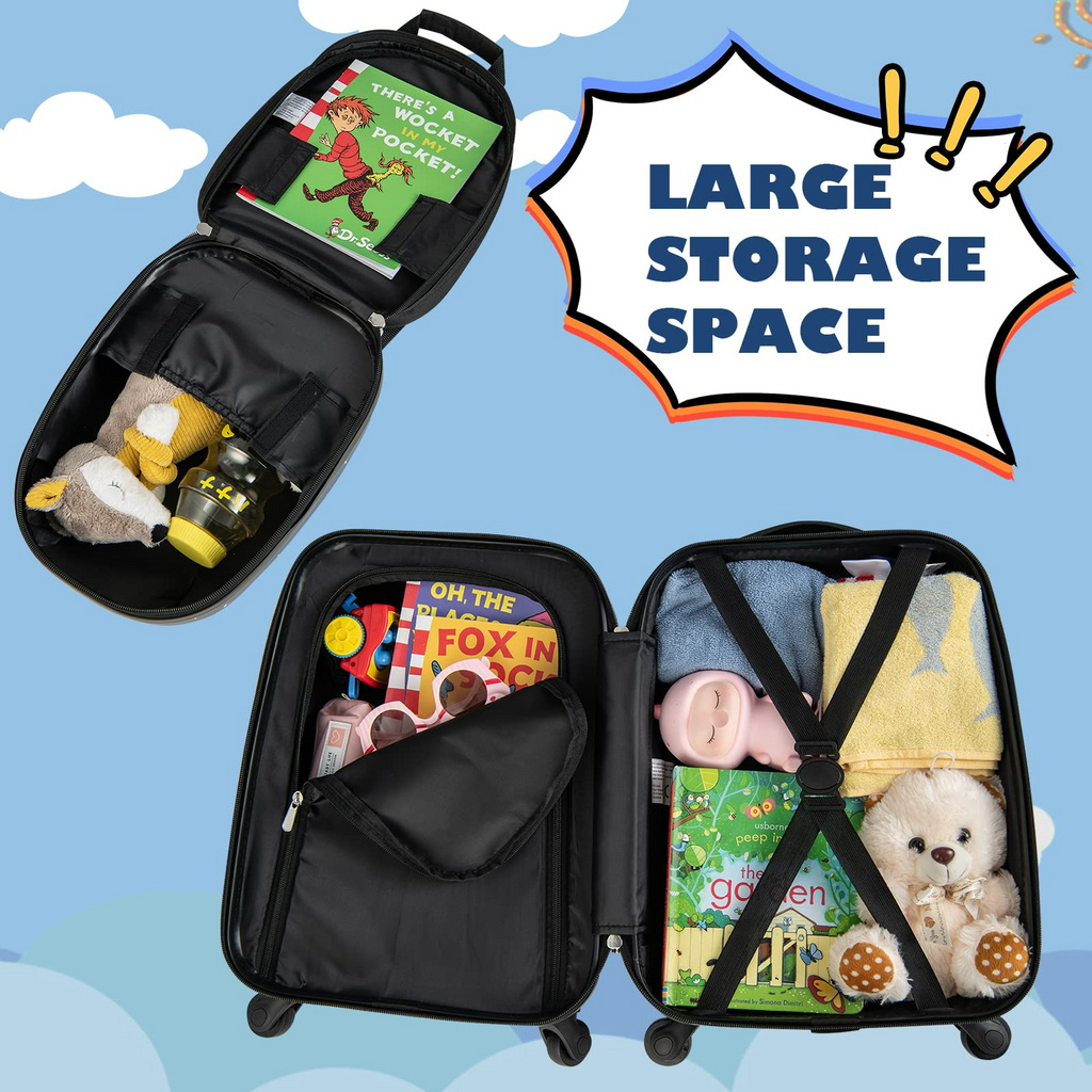 INFANS Kid Luggage Set, 12’’ Travel Backpack and 16’’ Carry on Suitcase with Rolling Spinner Wheels for Children Boys Girls INFANS