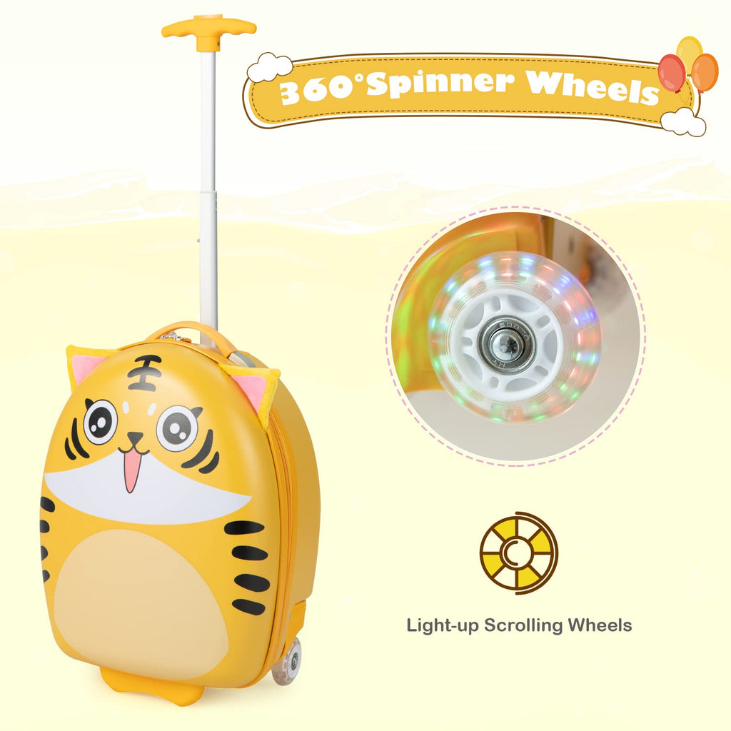 INFANS Kids Luggage, 16’’ Carry On Rolling Suitcase for Girls Boys with 2 Flashing Spinner Wheels INFANS