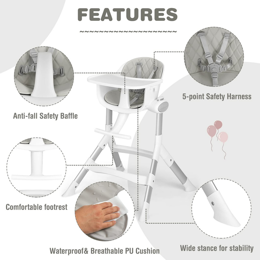 INFANS Baby High Chair, Modern Convertible Design Highchair with Aluminum Construction INFANS
