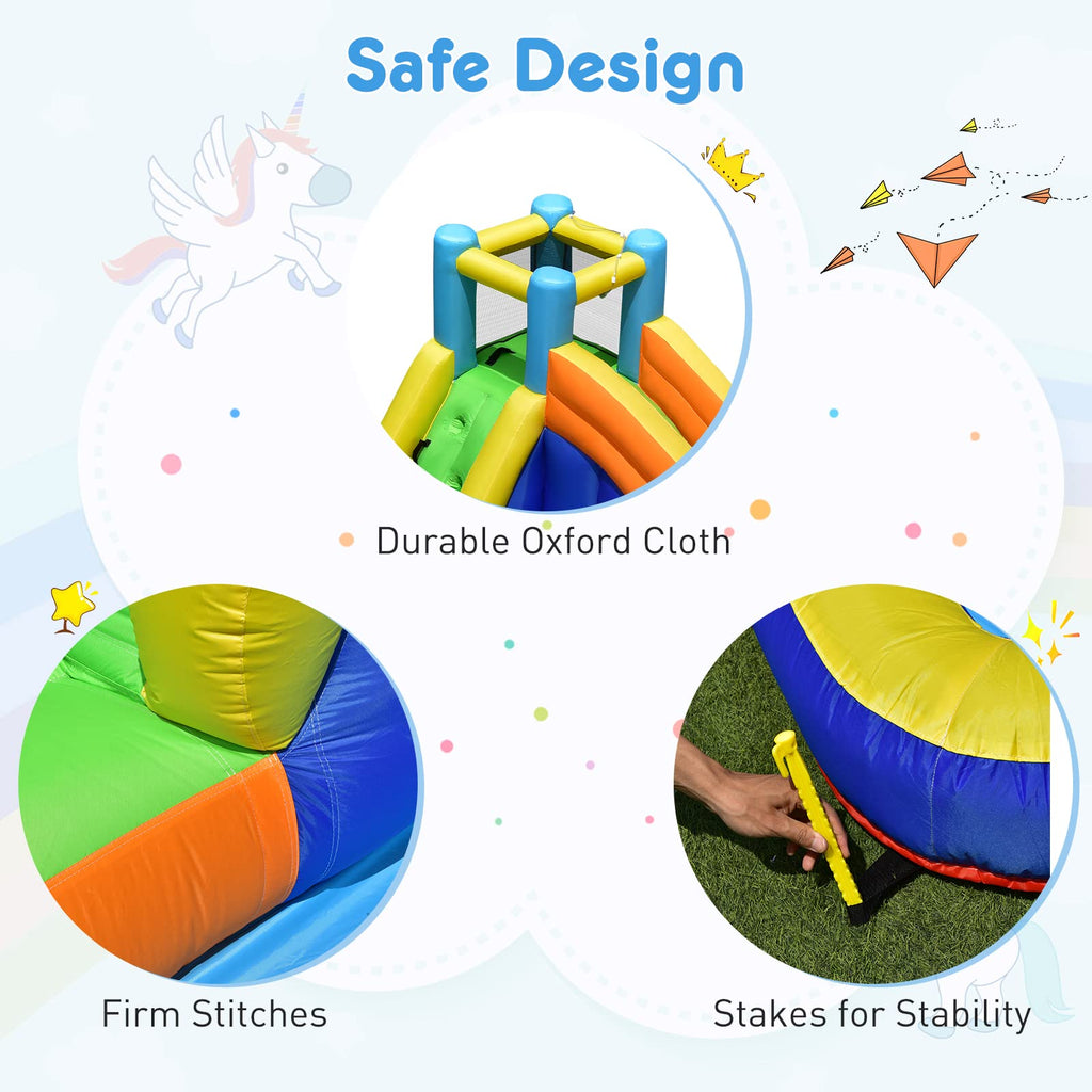 Infans Inflatable Water Slide, 14.5FT x 13FT x 7.5FT Bounce House with Slide, Climbing Wall, Splash Pool, Basketball Rim, Water Gun, Tunnel INFANS