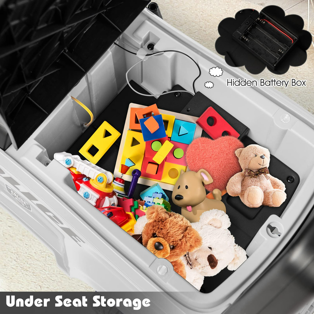 INFANS Ride On Push Police Car, Toddler Foot-to-Floor Sliding Toy with Siren, Steering Wheel, Megaphone, Horn, Headlights, Under Seat Storage INFANS