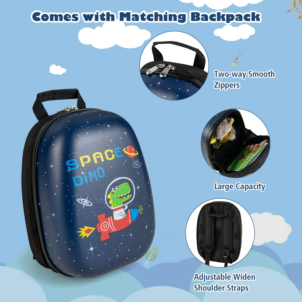 INFANS Kid Luggage Set, 12’’ Travel Backpack and 16’’ Carry on Suitcase with Rolling Spinner Wheels for Children Boys Girls INFANS