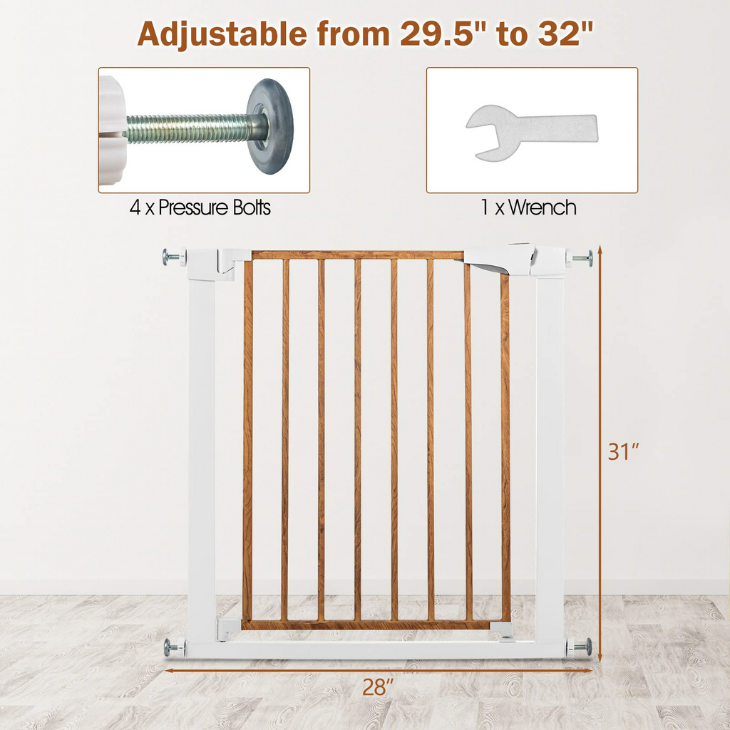 INFANS Baby Gate, 29.5" to 32" Wide Banister Safety Kids and Pets Fence for Doorway Stairs INFANS