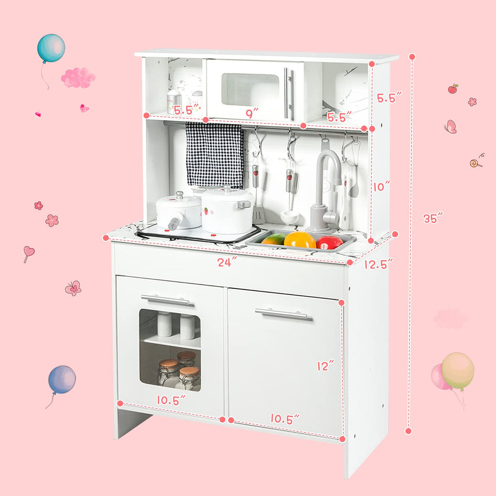 Kids Kitchen Playset | Wooden Pretend Chef Cooking Set with Simulated Sound INFANS