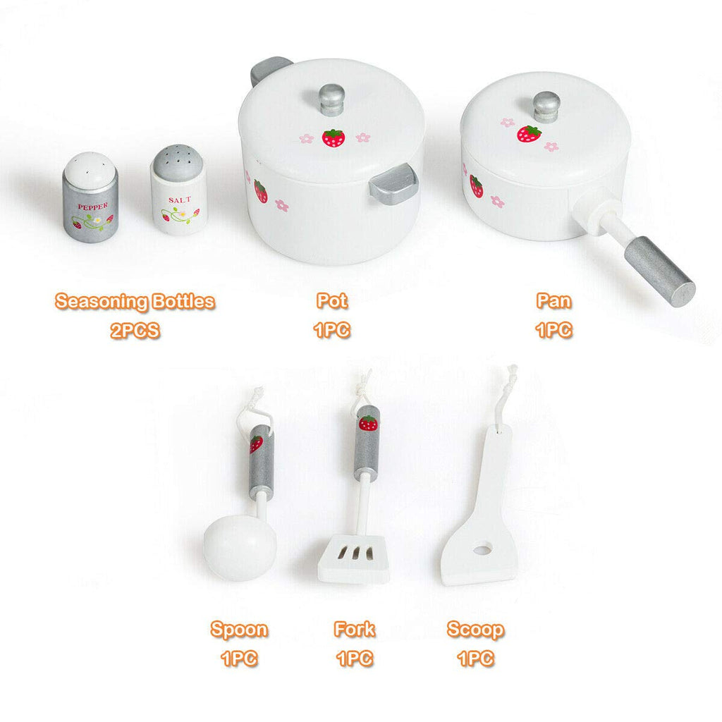 Kids Kitchen Playset | Wooden Pretend Chef Cooking Set with Simulated Sound INFANS
