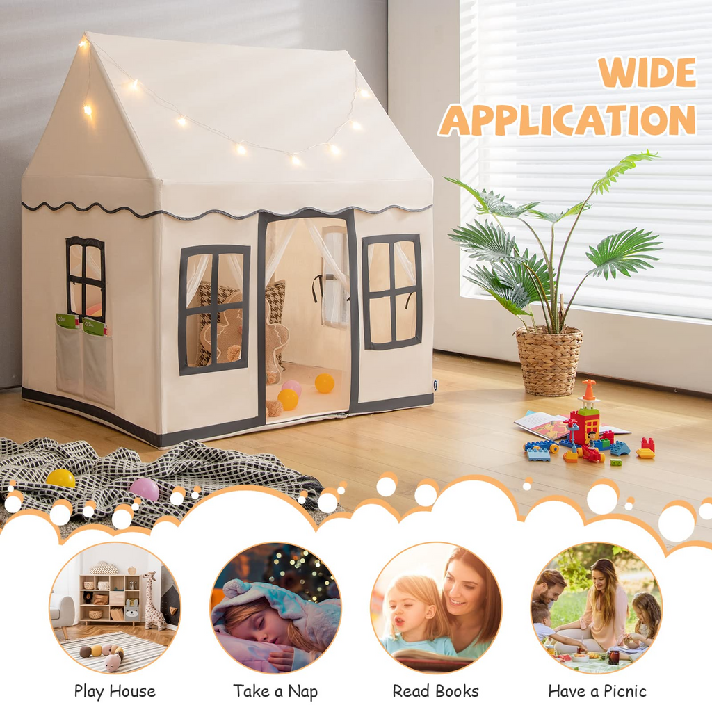 INFANS Kids Play Tent with Washable Mat Star Light Windows, Large Playhouse Toys for Children Boys Girls INFANS