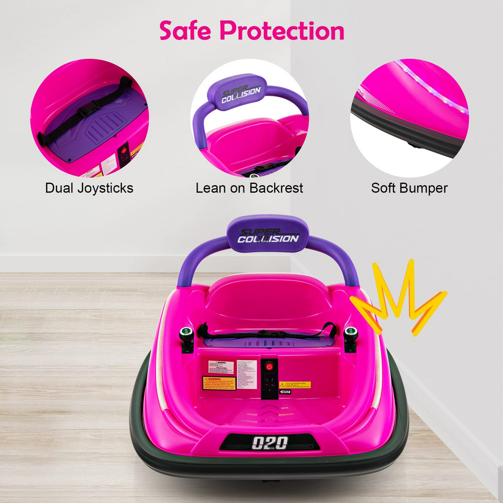 INFANS Bumper Car for Toddlers, 12V Kids Electric Ride on Toy with Remote Control INFANS