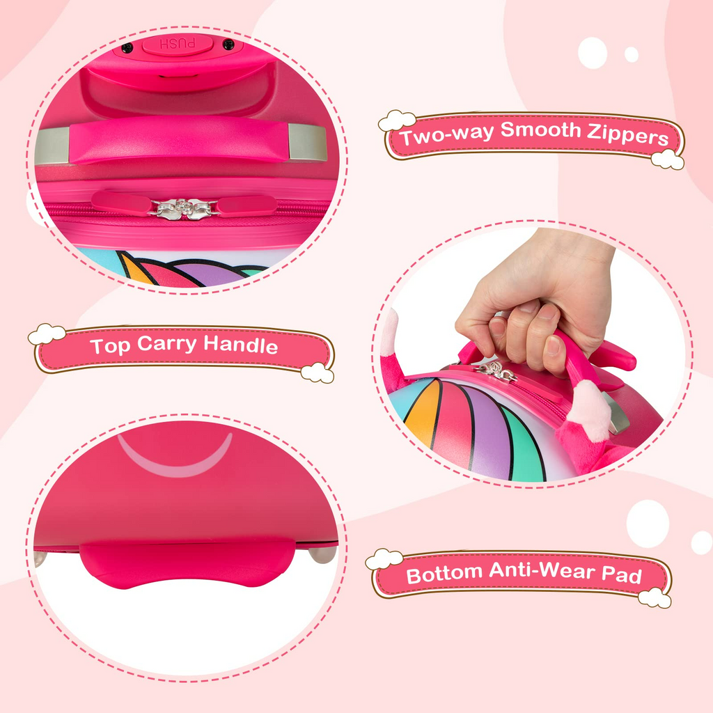 INFANS Kids Luggage, 16’’ Carry On Rolling Suitcase for Girls Boys with 2 Flashing Spinner Wheels INFANS
