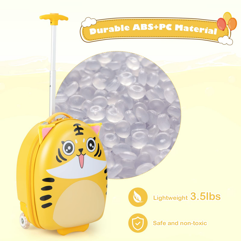 INFANS Kids Luggage, 16’’ Carry On Rolling Suitcase for Girls Boys with 2 Flashing Spinner Wheels INFANS