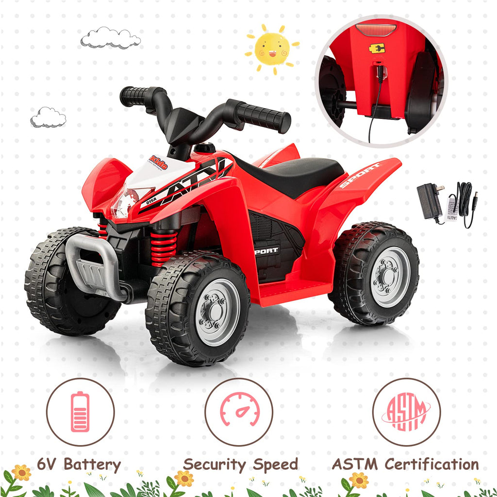 Infans Kids Ride On ATV, 6V Electric Vehicle for Toddlers, 4 Wheeler Battery Powered Motorized Quad Toy Car INFANS